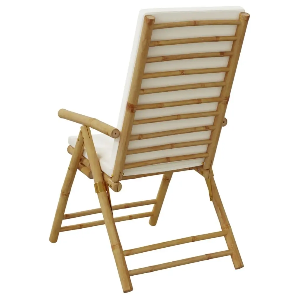 Folding Garden Reclining Chairs Adjustable Backrest Brown Bamboo 2 Piece
