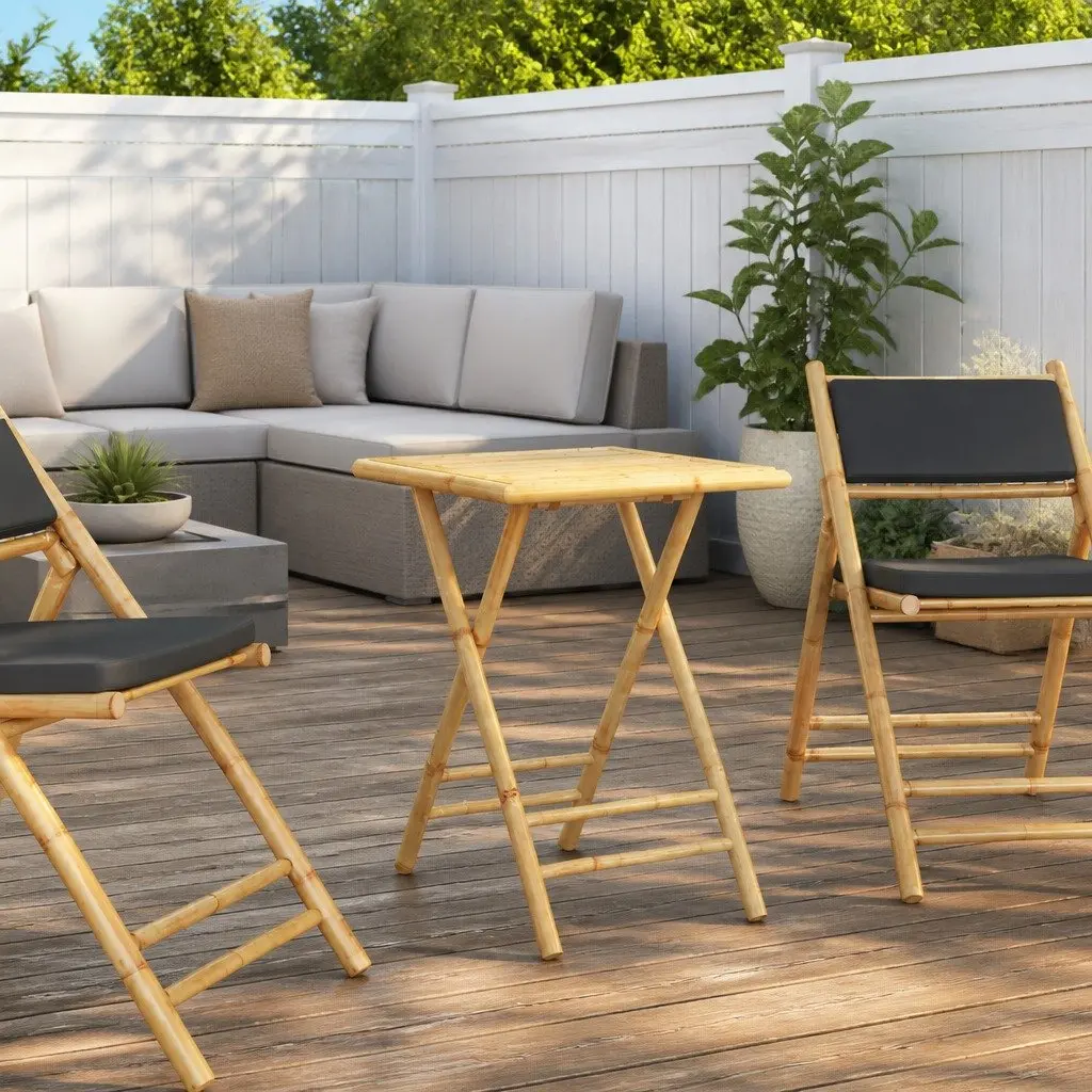Folding Garden Table Bamboo 55x55x75cm Outdoor Patio Furniture Brown