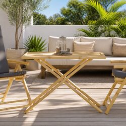 Folding Garden Table 110x55x75cm Outdoor Patio Bamboo Brown Foldable Portable