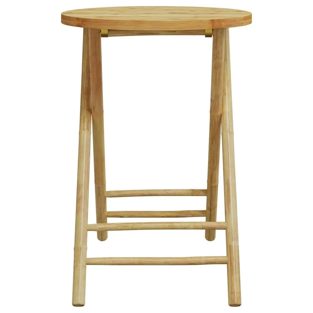 Folding Garden Table Round Bamboo Outdoor Patio Furniture Brown Portable 55x75cm