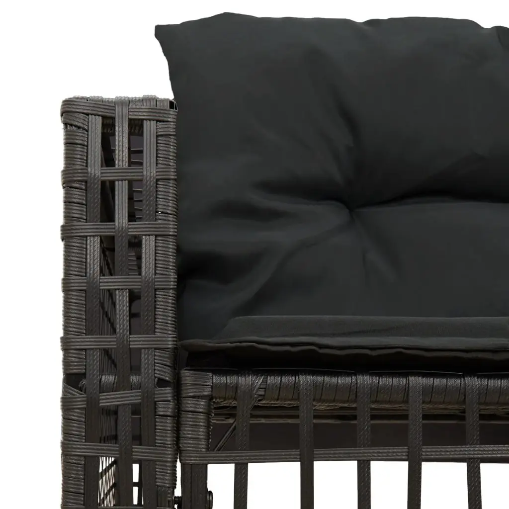 L-Shaped Garden Sofa with Footstool Black Poly Rattan Outdoor Patio