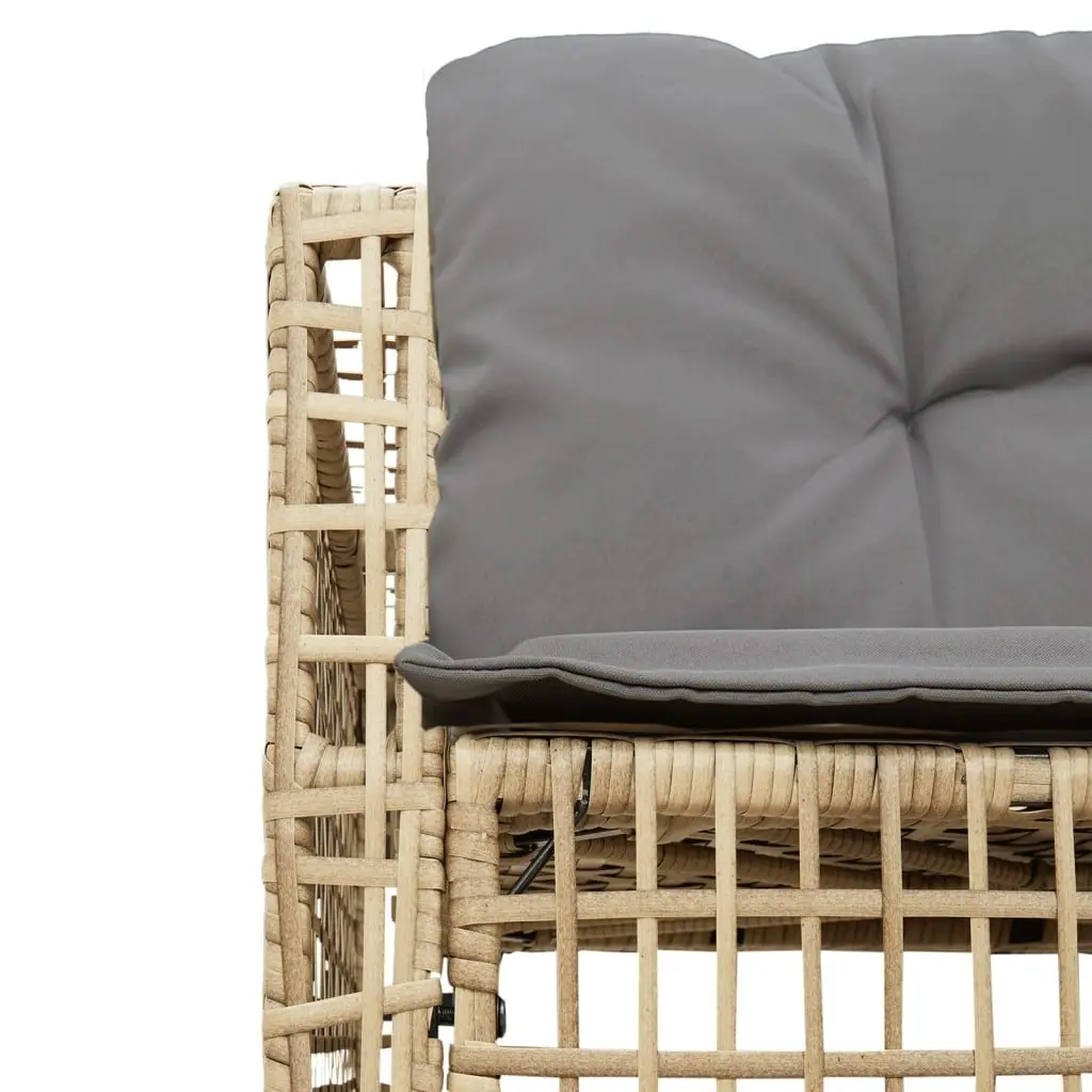 L-Shaped Garden Sofa with Cushions Footstool Outdoor Patio Beige
