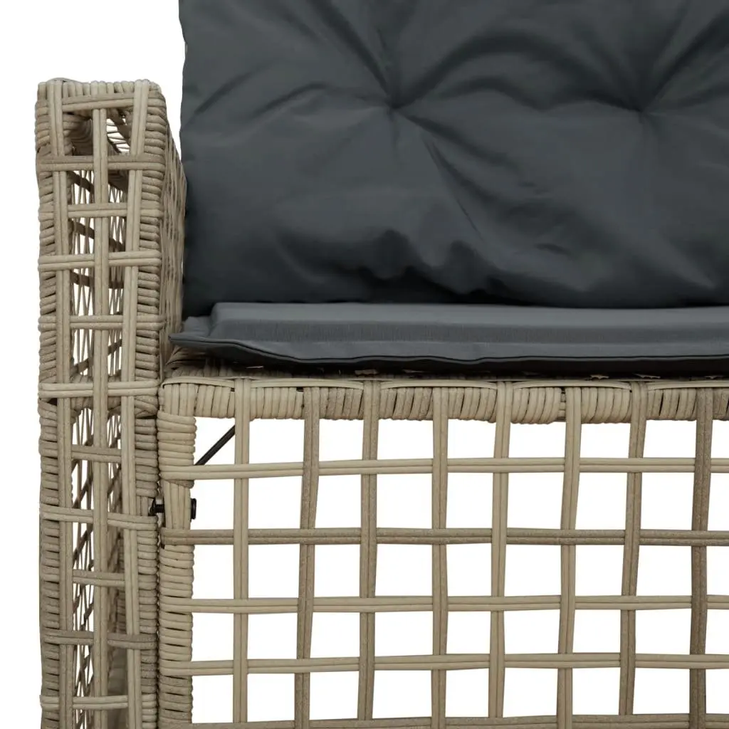 L-Shaped Garden Sofa with Cushions Footstool Grey Poly Rattan Outdoor Patio