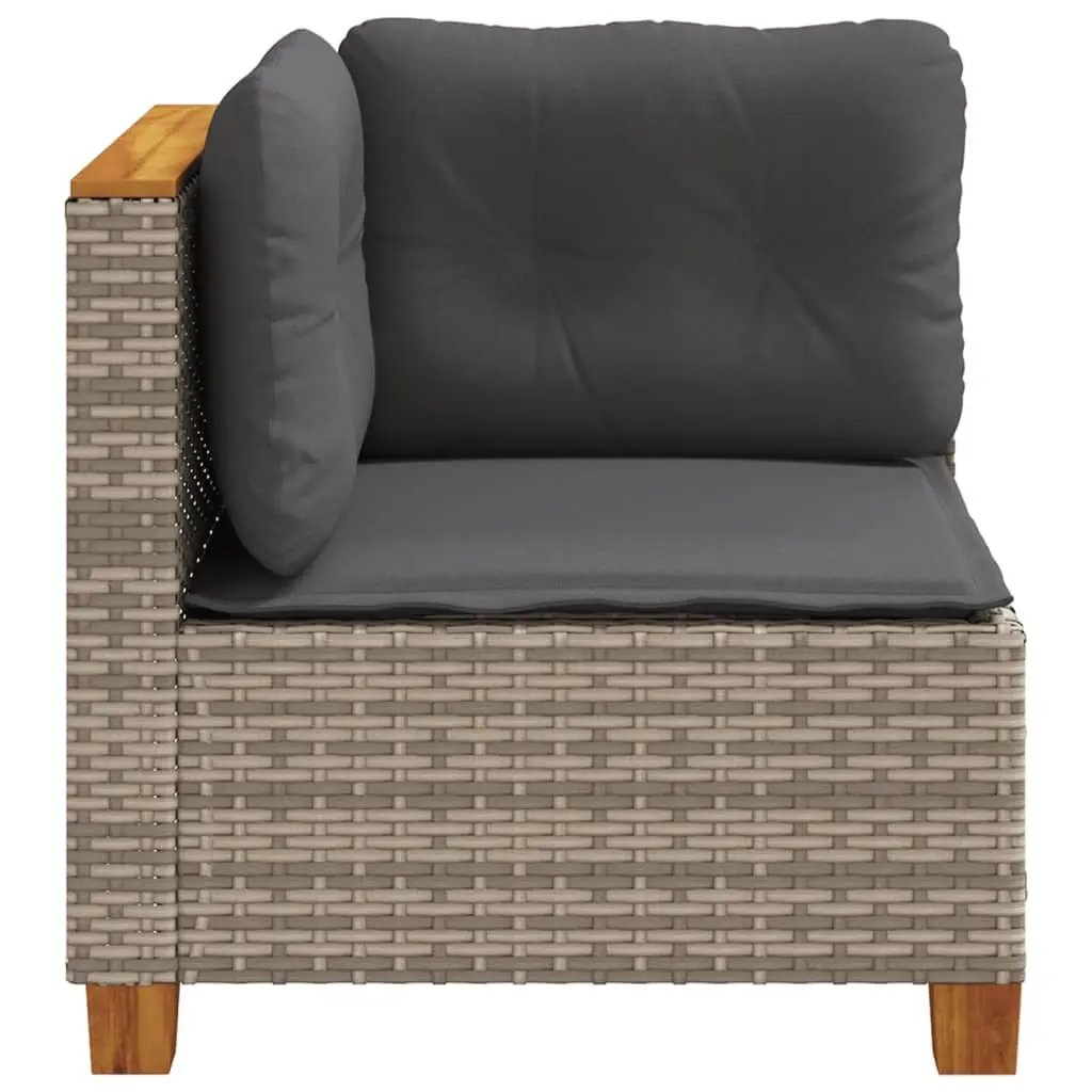 Outdoor Corner Sofa Grey Poly Rattan Garden Seating with Removable Cushions