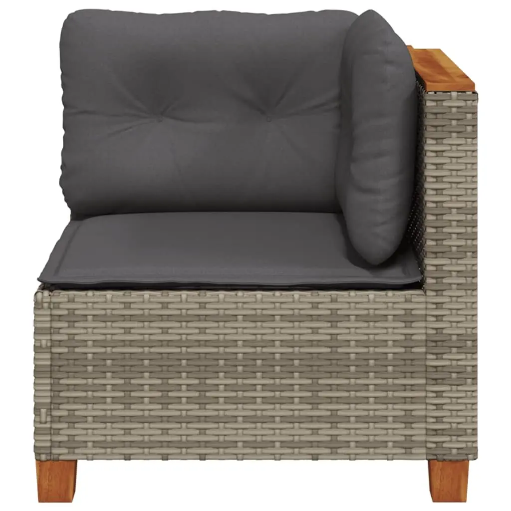 Outdoor Corner Sofa Grey Poly Rattan Garden Seating with Removable Cushions