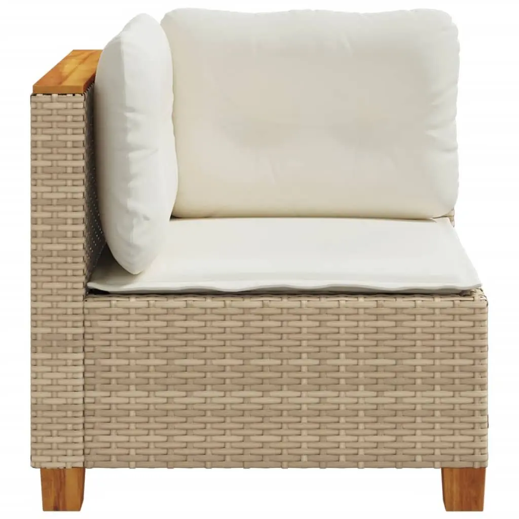 Outdoor Corner Sofa Beige PE Rattan Modular Garden Lounge Seating with Cushions