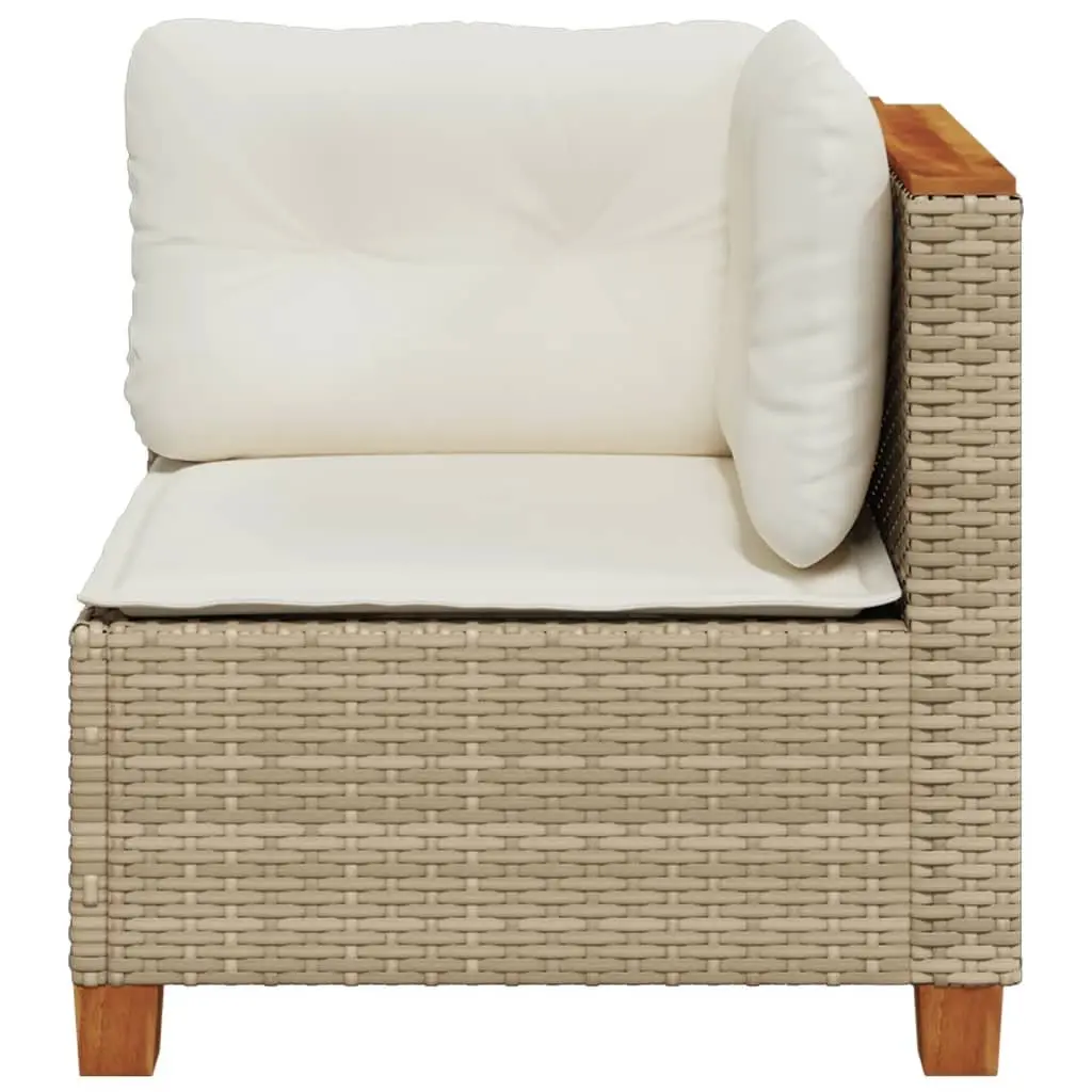 Outdoor Corner Sofa Beige PE Rattan Modular Garden Lounge Seating with Cushions