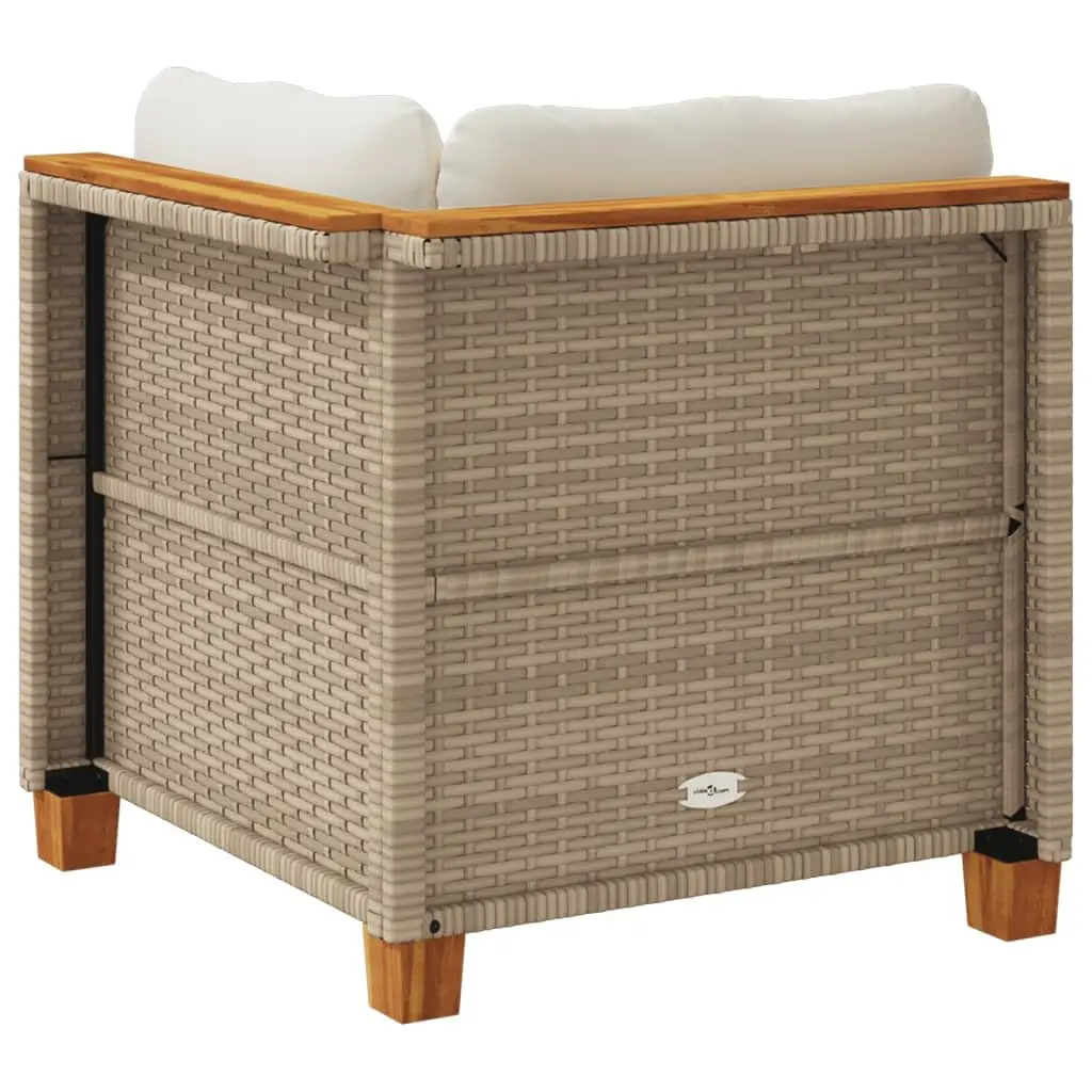 Outdoor Corner Sofa Beige PE Rattan Modular Garden Lounge Seating with Cushions