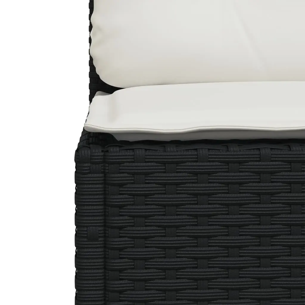 Outdoor Garden Sofa Armless Black Poly Rattan with Cushions
