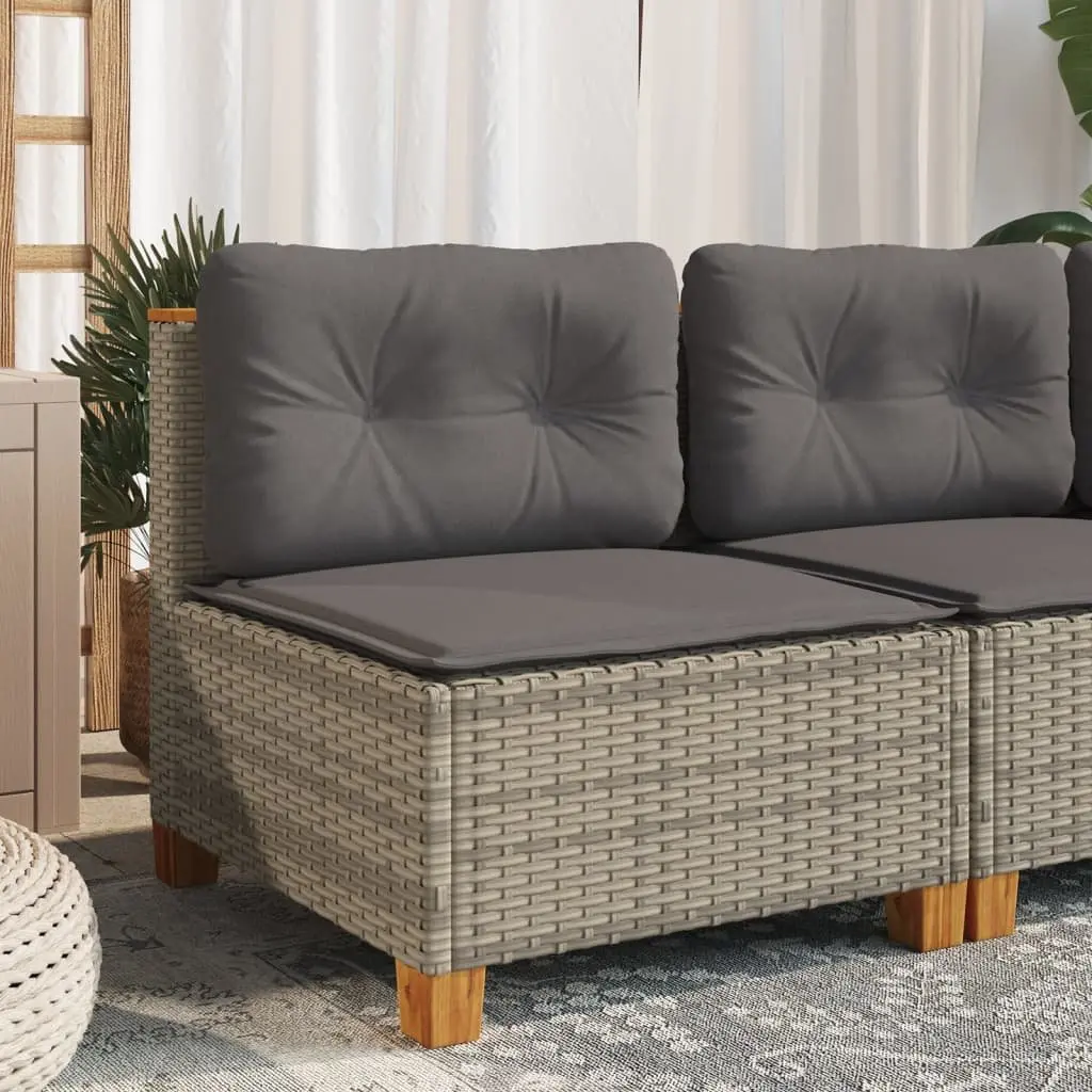 Armless Outdoor Garden Sofa Grey Poly Rattan Modular Lounge