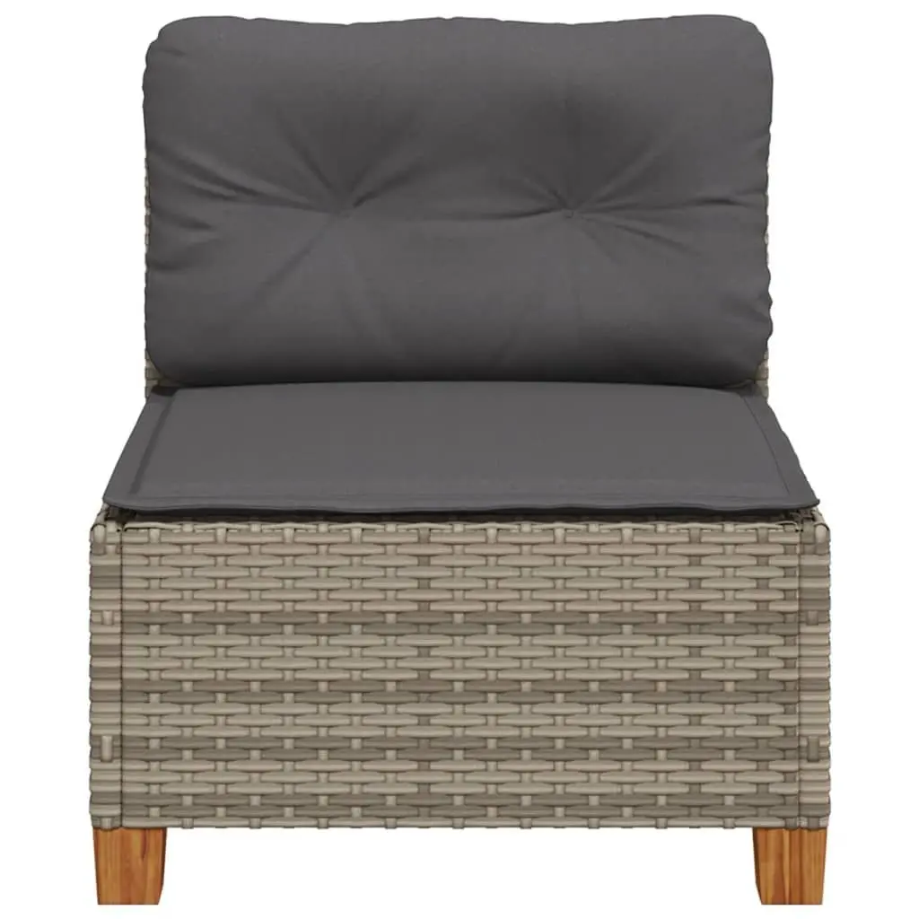 Armless Outdoor Garden Sofa Grey Poly Rattan Modular Lounge