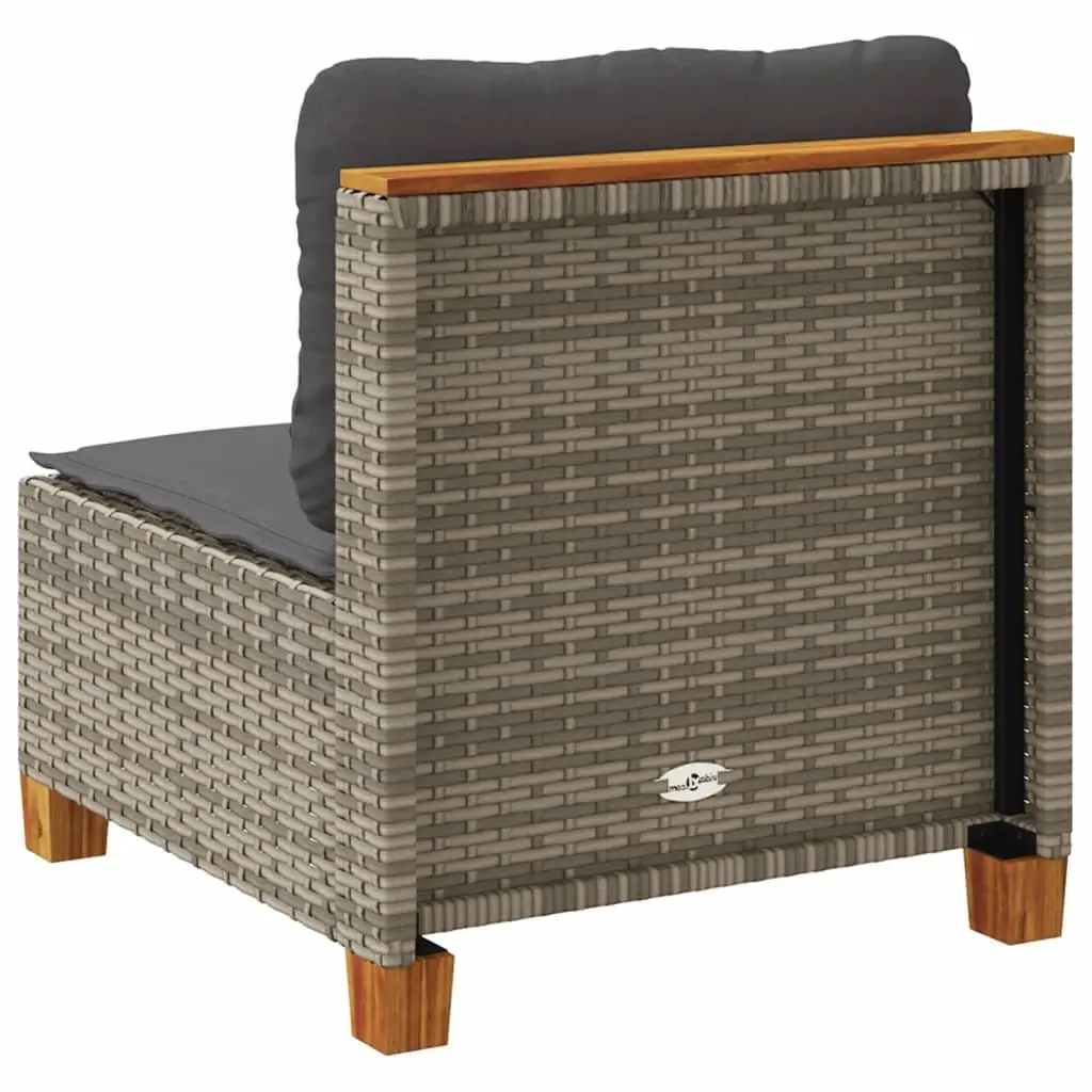 Armless Outdoor Garden Sofa Grey Poly Rattan Modular Lounge