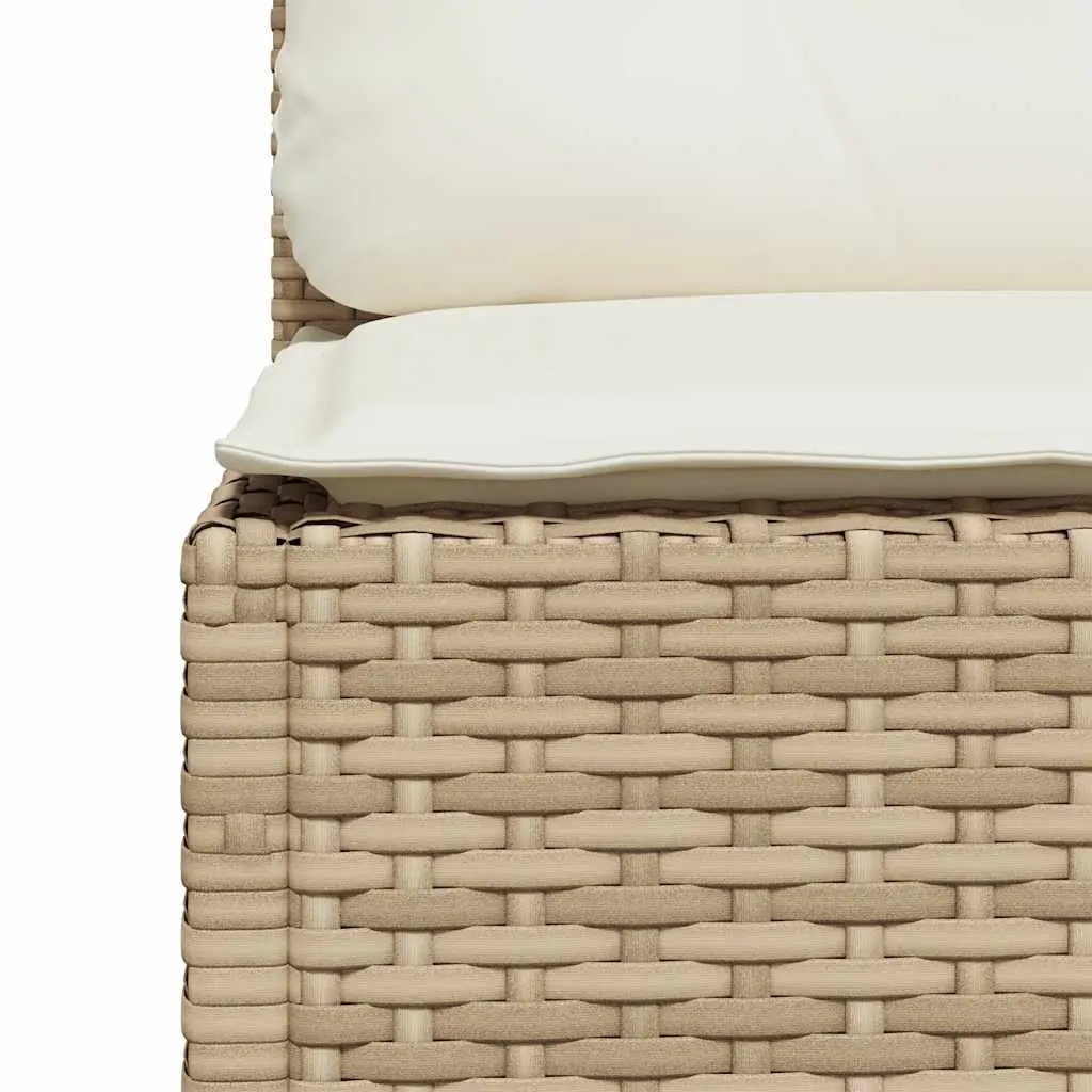 Outdoor Sofa Armless Modular Lounge Seating with Thick Cushions Beige Poly Rattan
