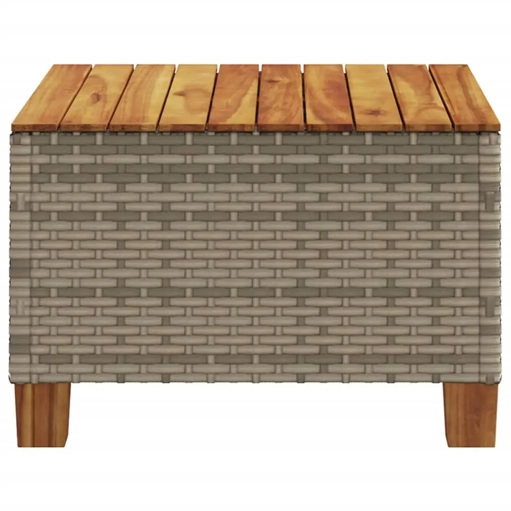 Garden Table Grey Acacia Wood Top PE Rattan Frame 55x55x36 cm