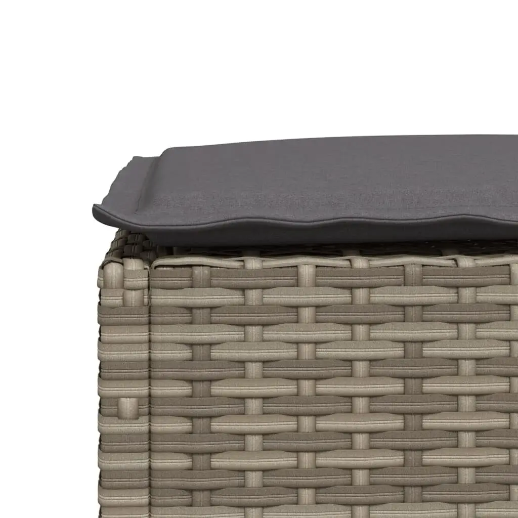 Garden Stool with Cushion Grey Poly Rattan Outdoor Lounge Seat