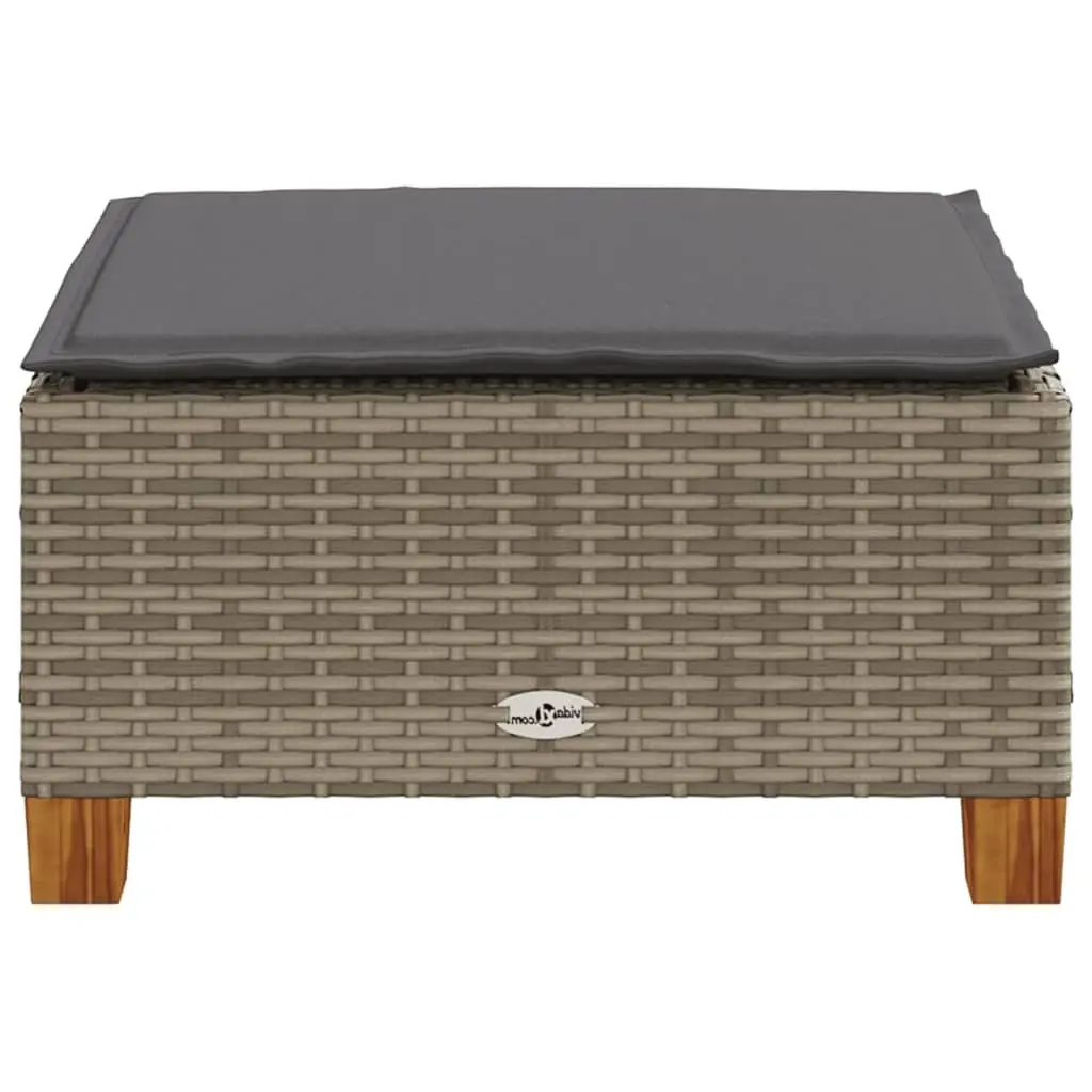 Garden Stool with Cushion Grey Poly Rattan Outdoor Lounge Seat