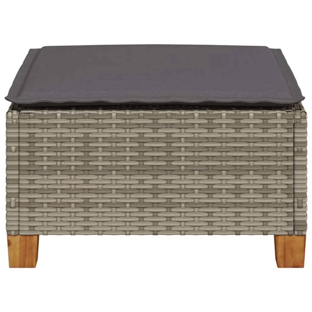 Garden Stool with Cushion Grey Poly Rattan Outdoor Lounge Seat
