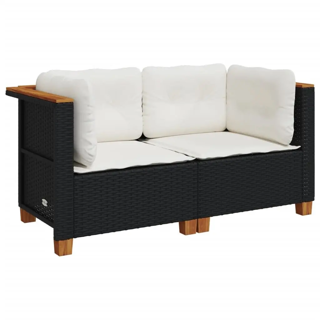 Outdoor Corner Sofa Set Modular Cushioned 2 Piece Black