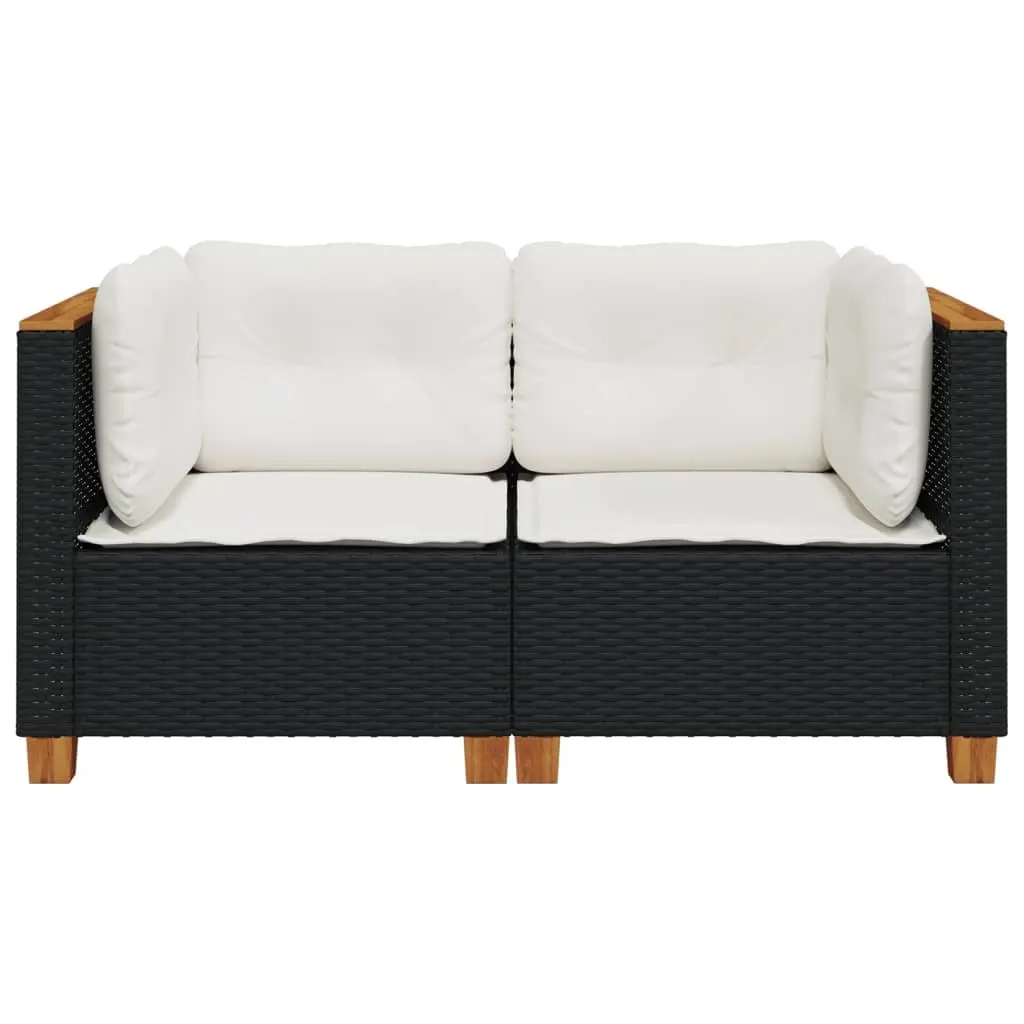 Outdoor Corner Sofa Set Modular Cushioned 2 Piece Black