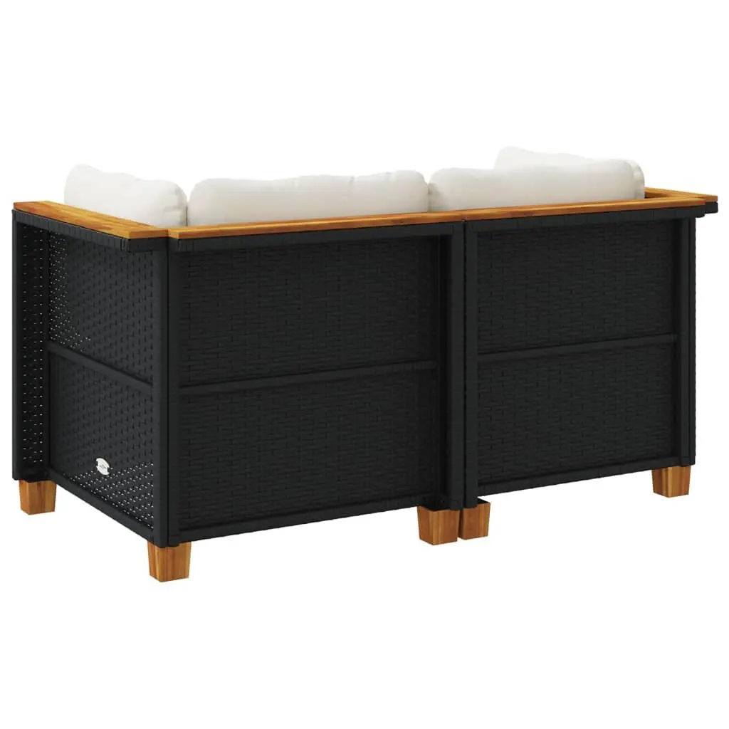 Outdoor Corner Sofa Set Modular Cushioned 2 Piece Black
