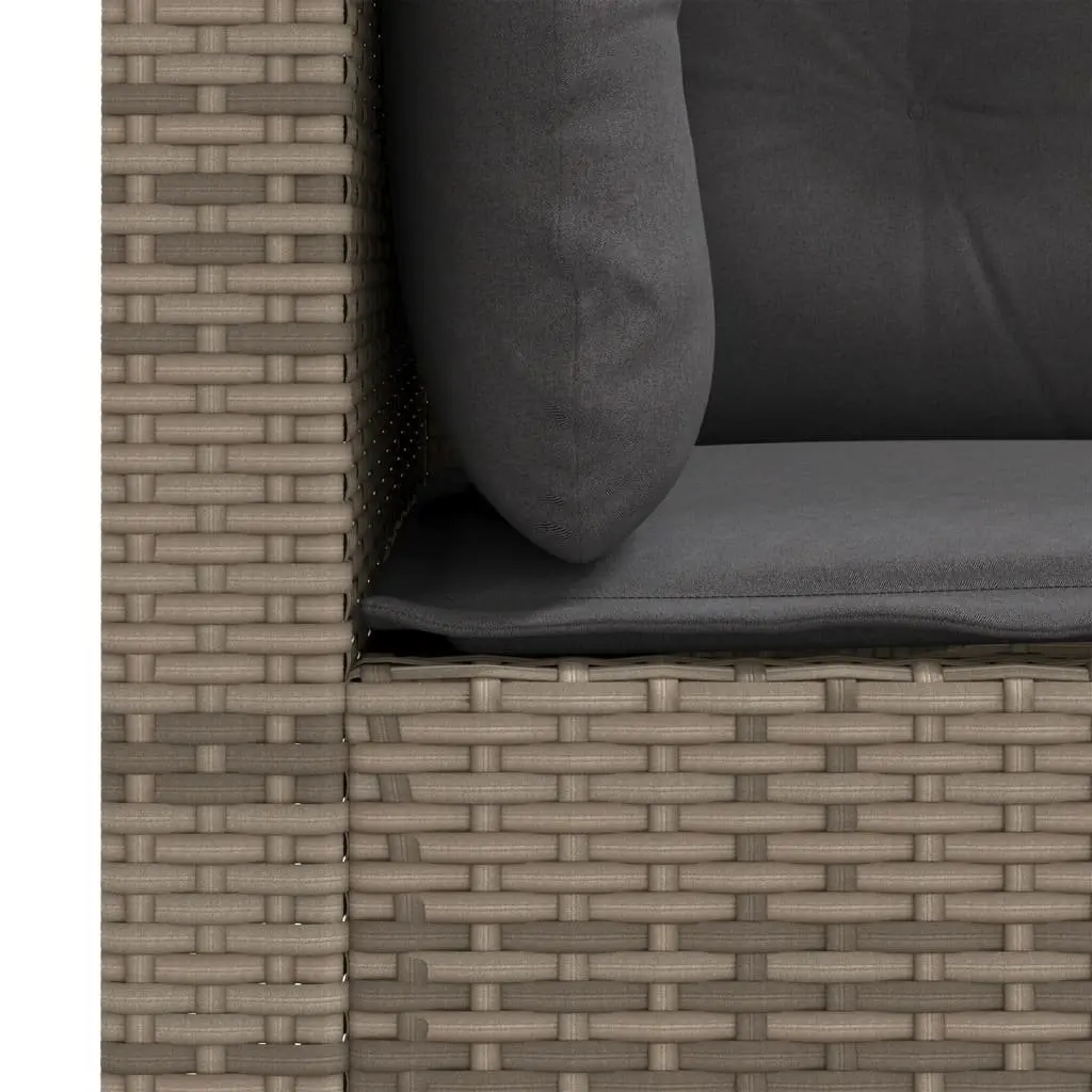 Outdoor Corner Sofas with Cushions 2 pcs Grey Poly Rattan Garden Seating Set