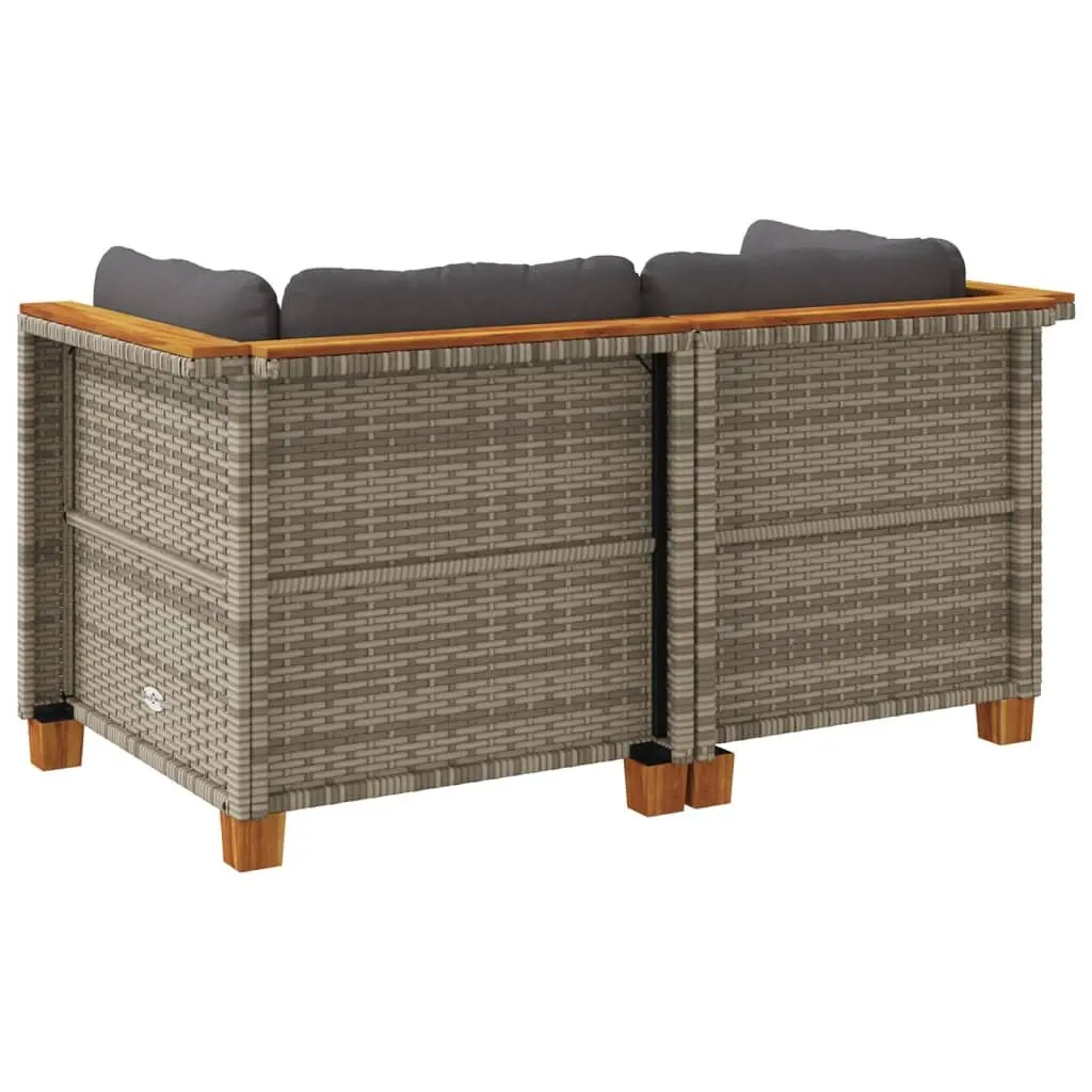 Outdoor Corner Sofas with Cushions 2 pcs Grey Poly Rattan Garden Seating Set