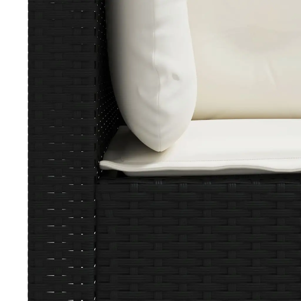 3-Seater Outdoor Garden Sofa Black Poly Rattan with Cushions