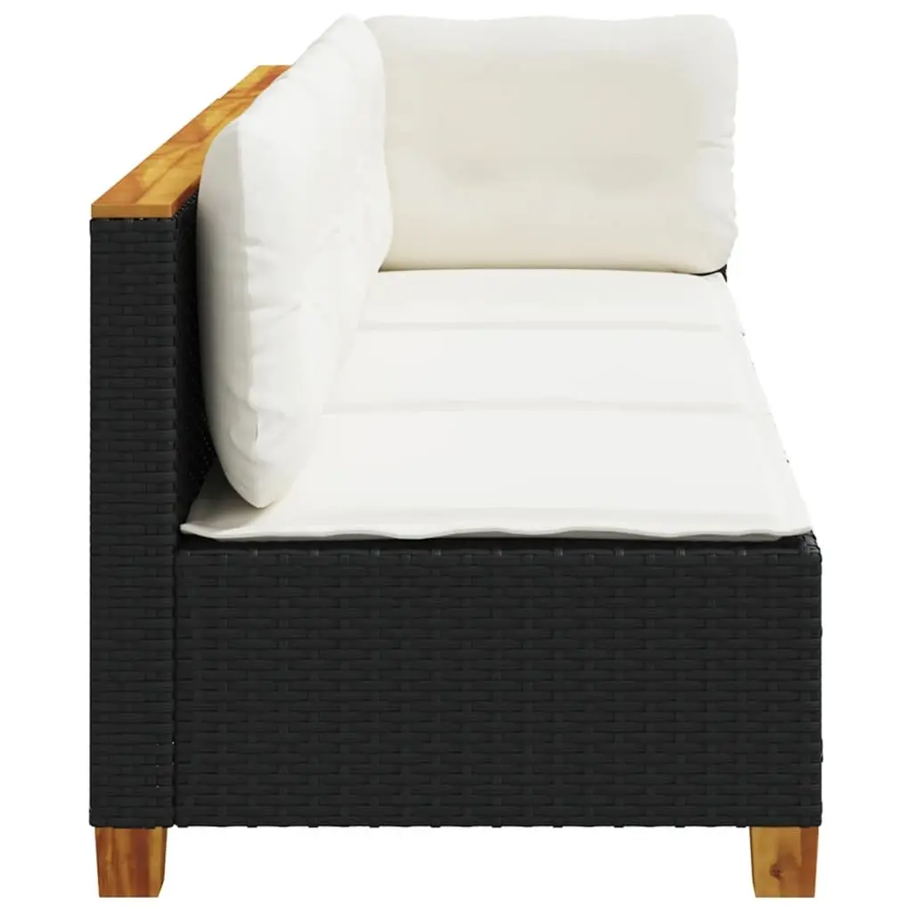 Outdoor Lounge Furniture 3-Seater Sofa Black PE Rattan with Removable Cushions
