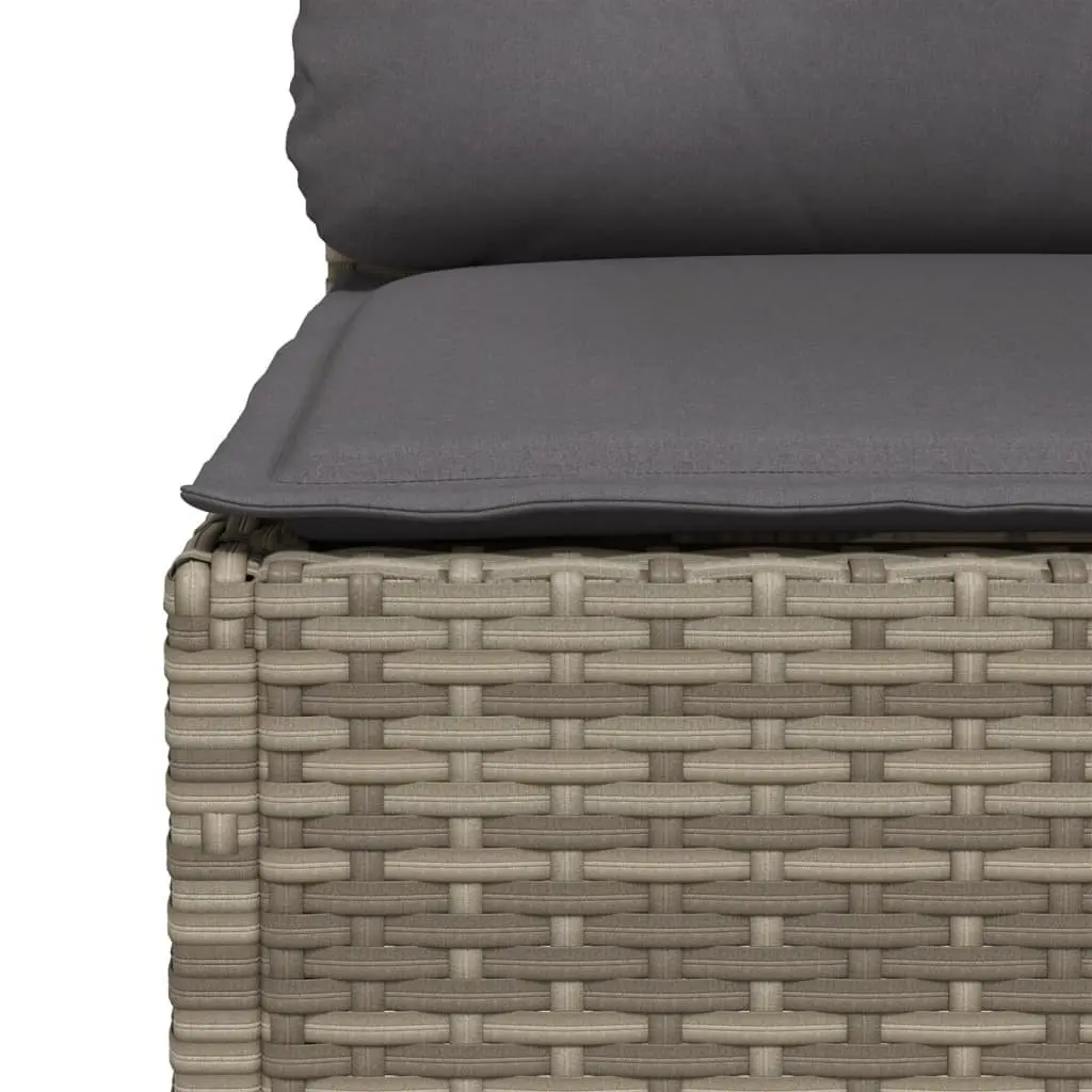 3-Seater Garden Sofa with Cushions Grey Poly Rattan Outdoor Lounge Furniture