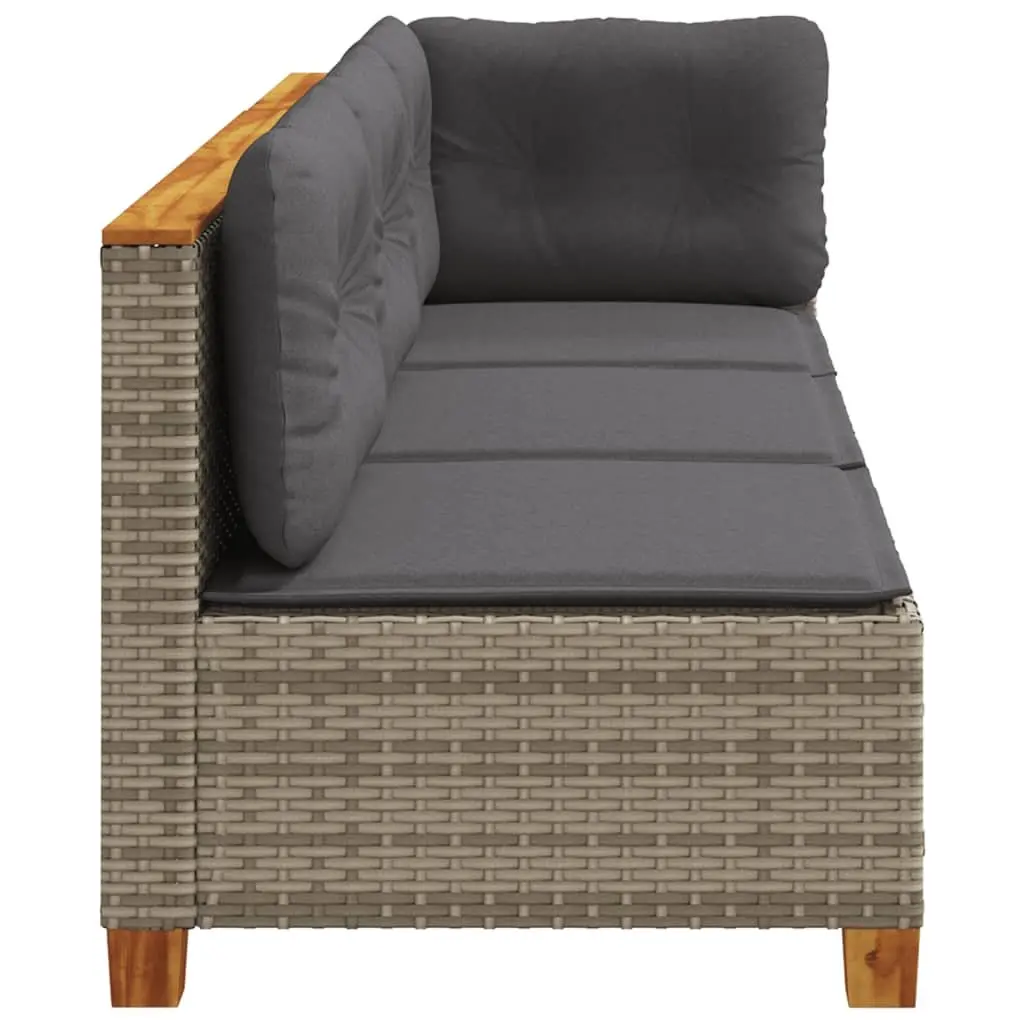 3-Seater Garden Sofa with Cushions Grey Poly Rattan Outdoor Lounge Furniture