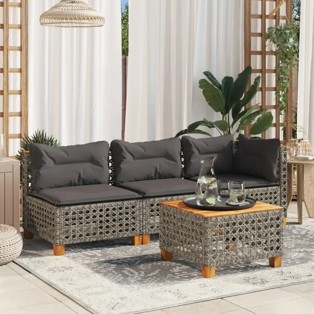 Garden Corner Sofa with Cushions Grey Outdoor Lounge Seating Modular Furniture