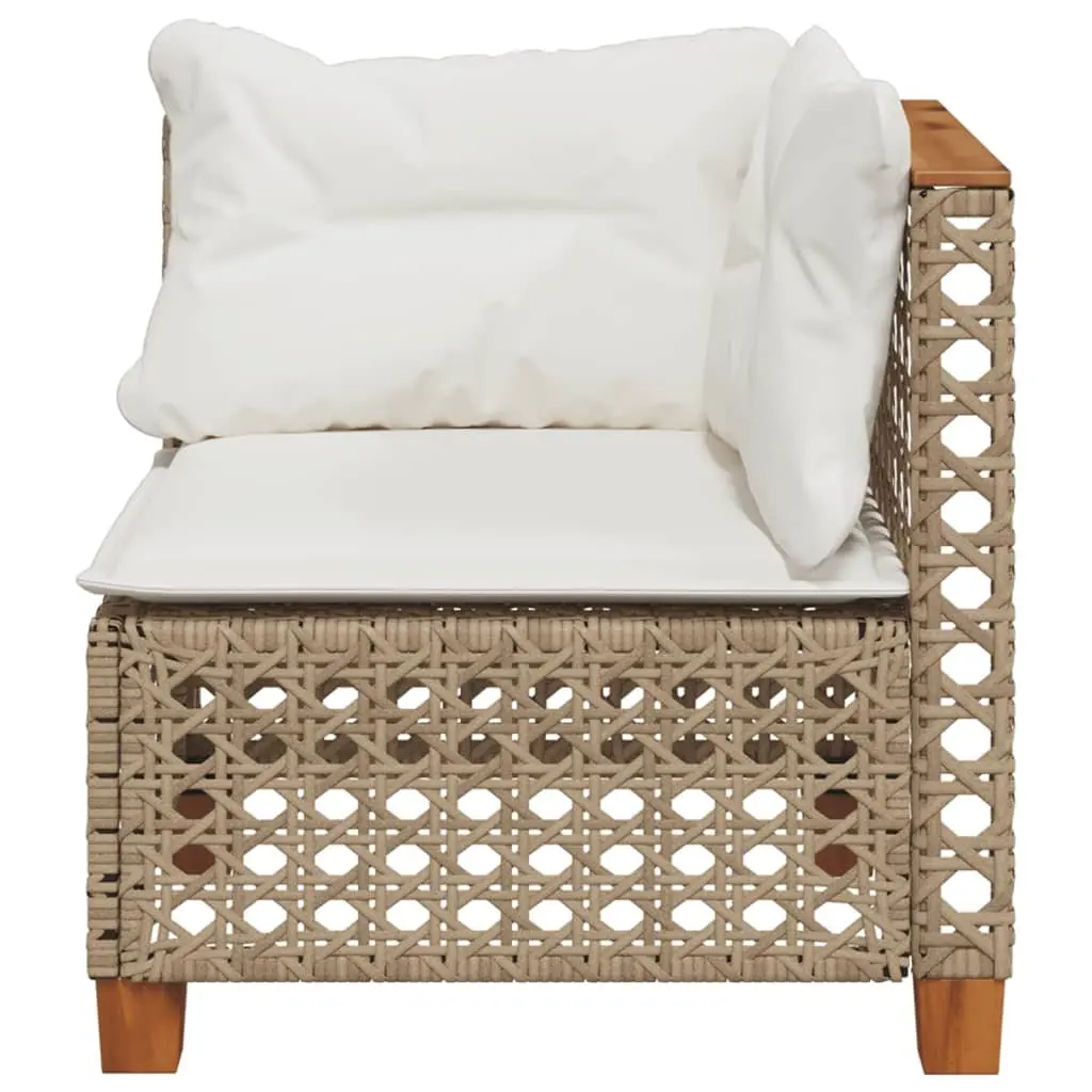 Outdoor Corner Garden Sofa with Cushions Beige Poly Rattan Modular Lounge