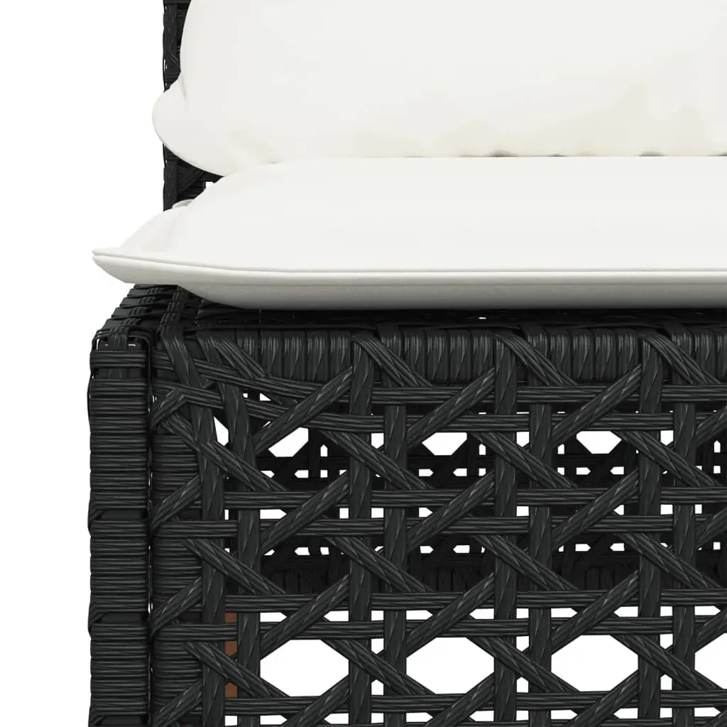 Outdoor Sofa Armless Garden Furniture with Cushions Black Poly Rattan Modular