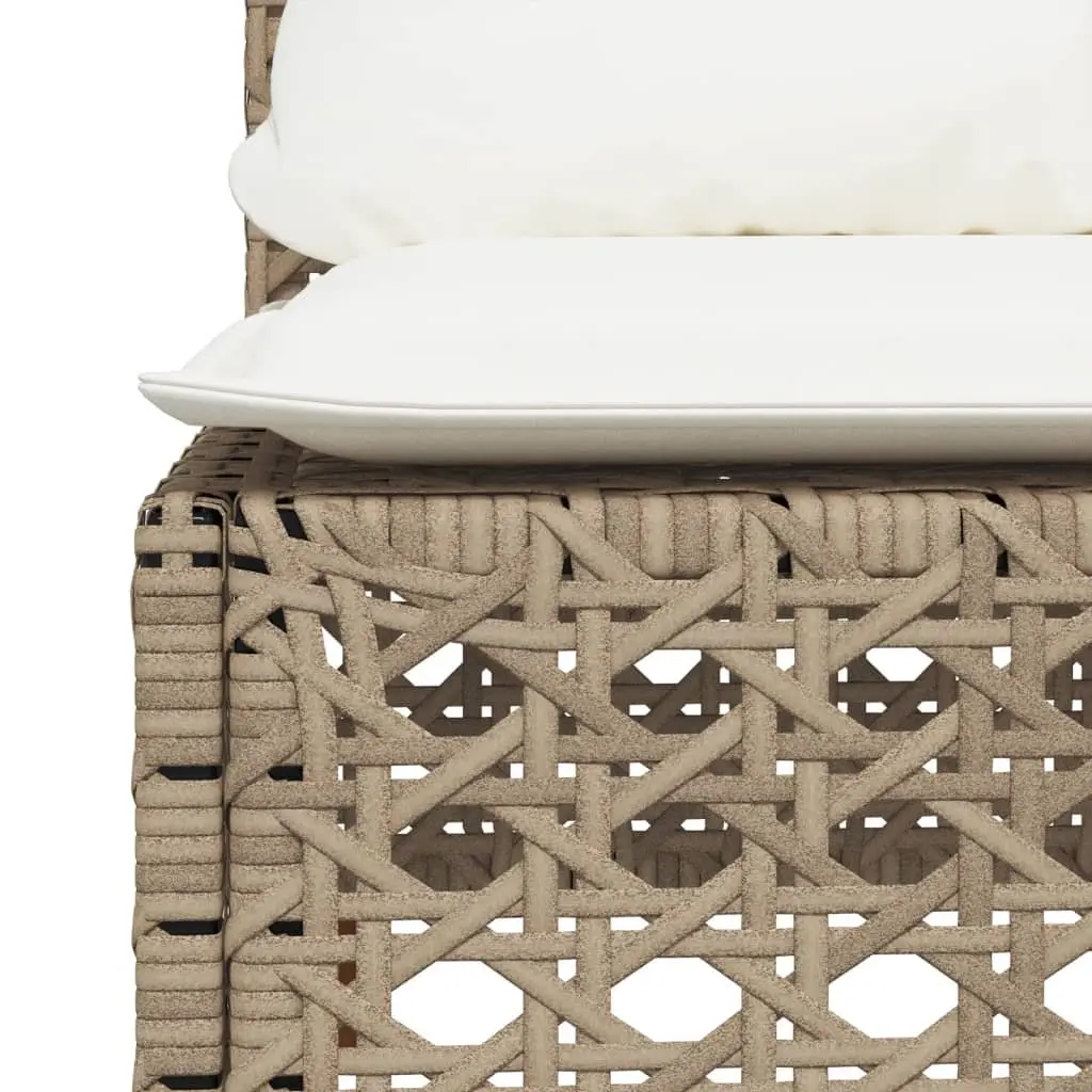 Outdoor Garden Sofa Armless Beige Poly Rattan Modular Lounge Cushions
