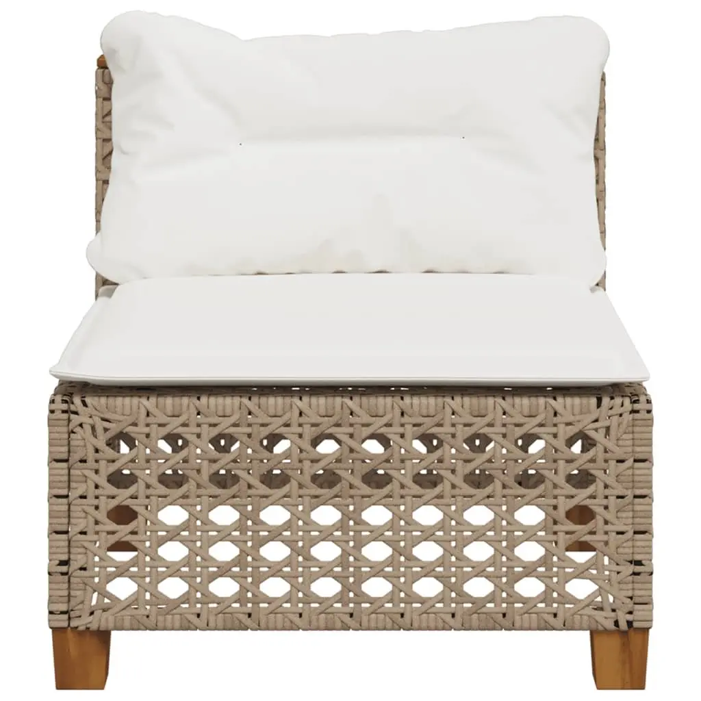Outdoor Garden Sofa Armless Beige Poly Rattan Modular Lounge Cushions