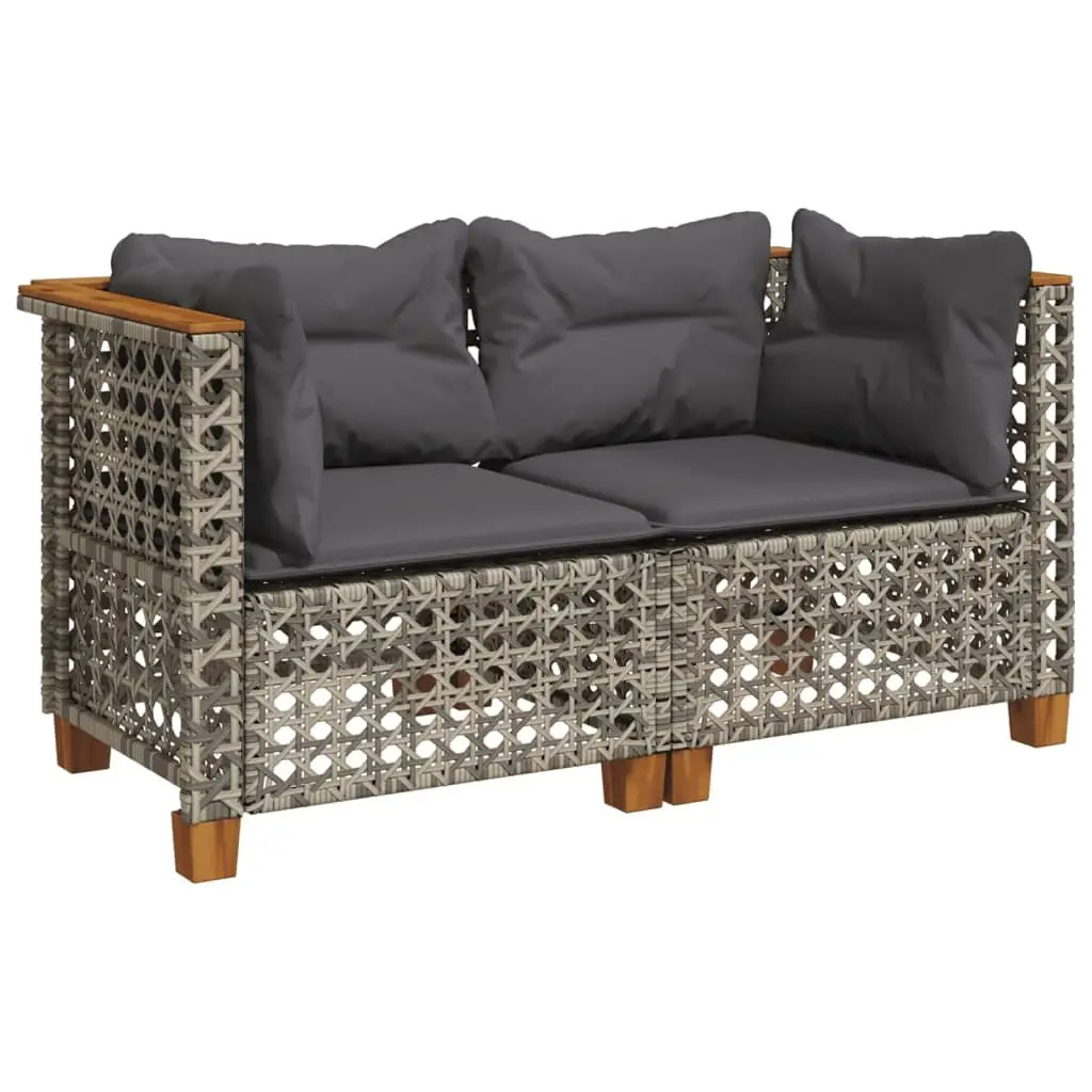 Garden Corner Sofas with Cushions Outdoor Lounge Seating Set 2 pcs Grey