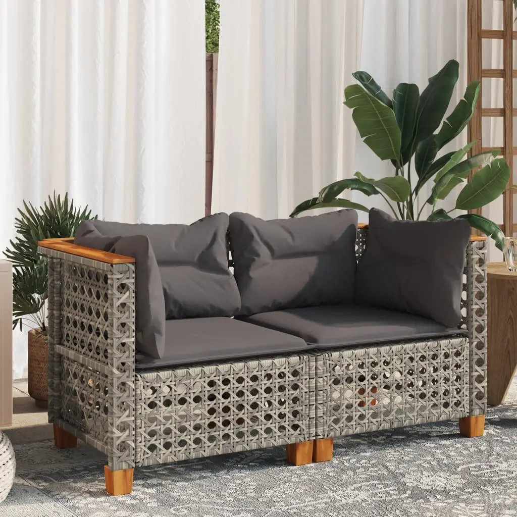 Garden Corner Sofas with Cushions Outdoor Lounge Seating Set 2 pcs Grey