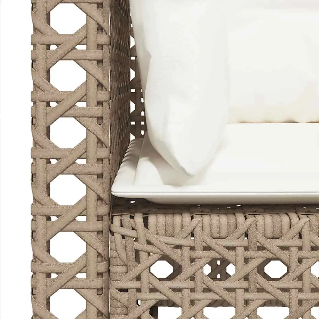Outdoor Corner Sofa Set 2pcs Garden Lounge Seating with Cushions Beige Poly