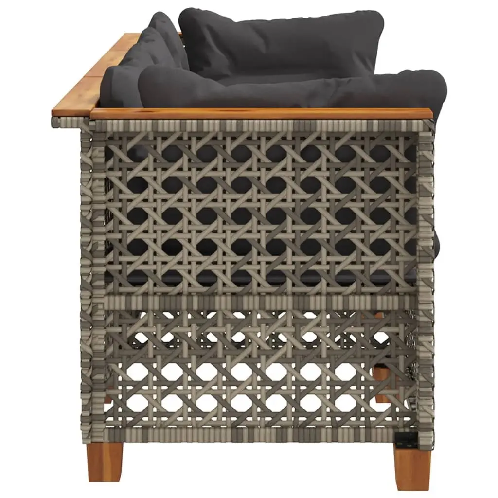 3-Seater Outdoor Garden Sofa with Cushions Grey Poly Rattan Lounge Seating