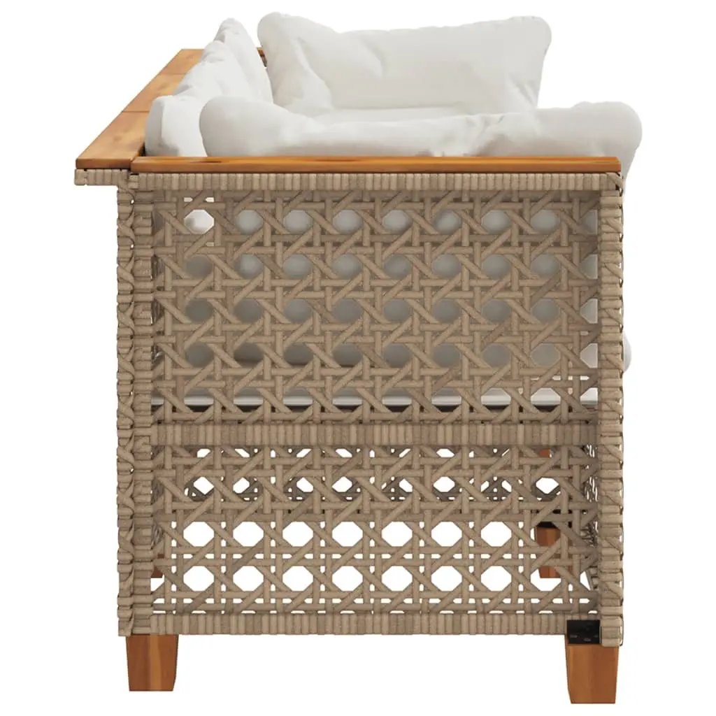 3-Seater Outdoor Garden Sofa with Cushions Beige Poly Rattan Lounge Seating