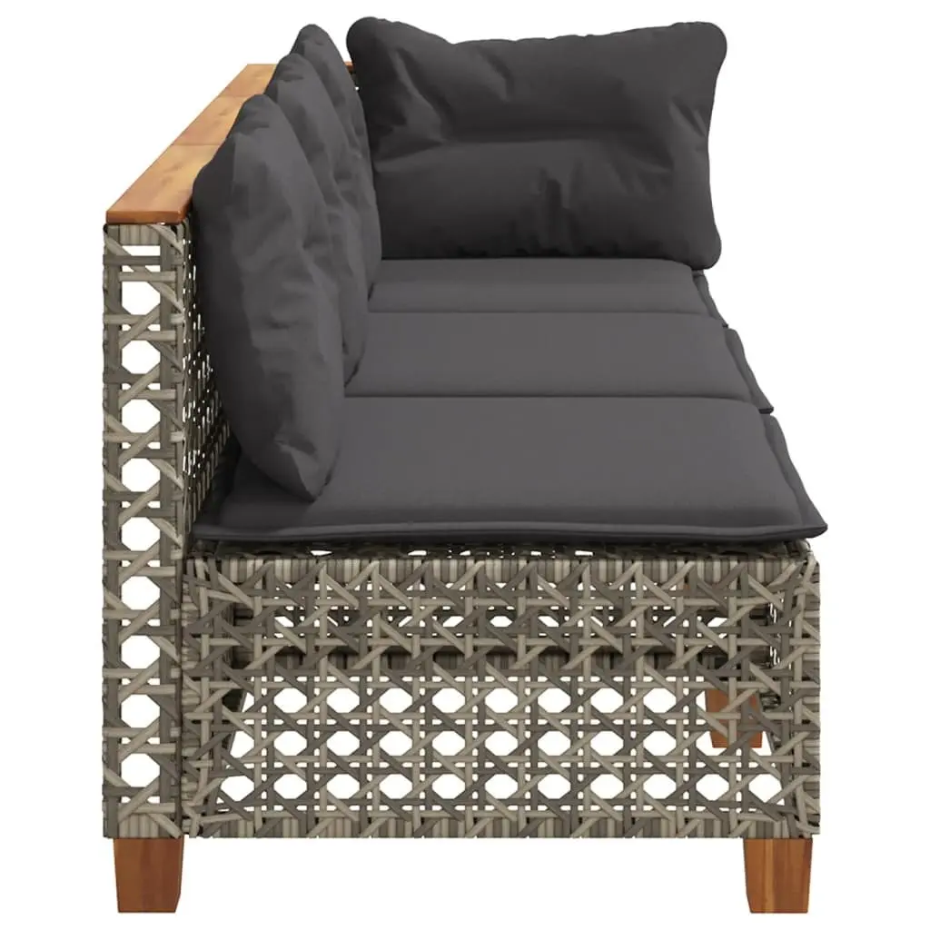 3-Seater Outdoor Garden Sofa Grey PE Rattan Lounge with Cushions Modular