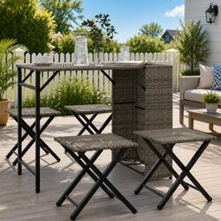 Enjoy Outdoor Living with a 5-Piece Grey Dining Set