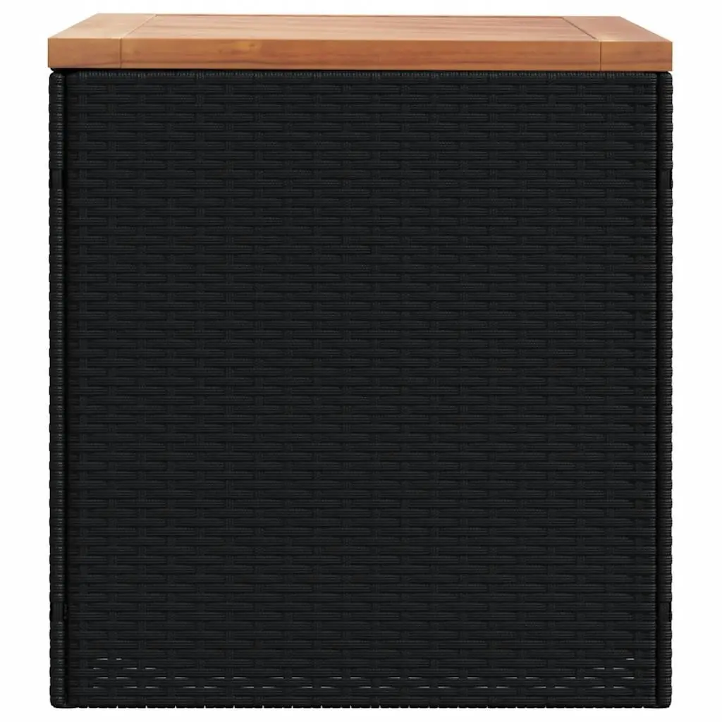 Garden Storage Box Dual-Purpose Black 110 x 50 x 54 cm Poly Rattan Acacia Wood