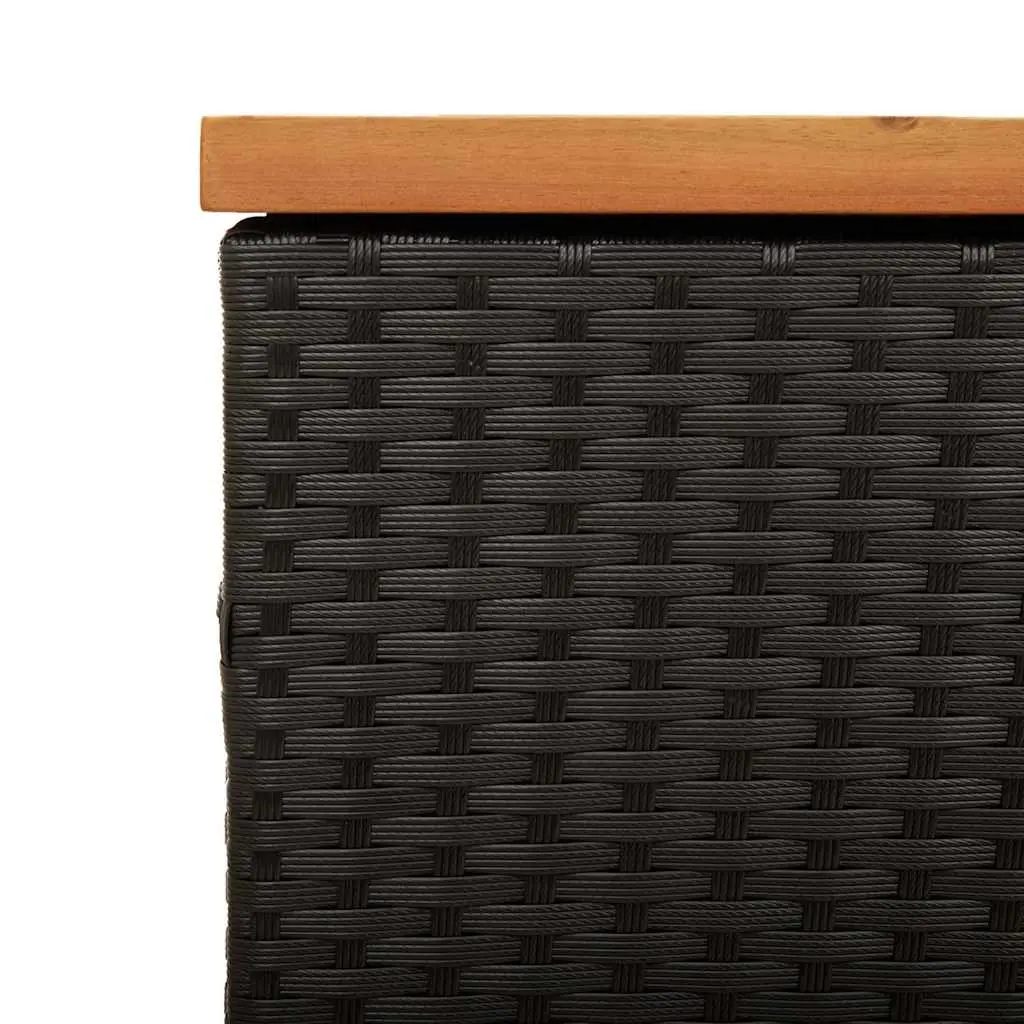 Garden Storage Box Dual-Purpose Black 110 x 50 x 54 cm Poly Rattan Acacia Wood