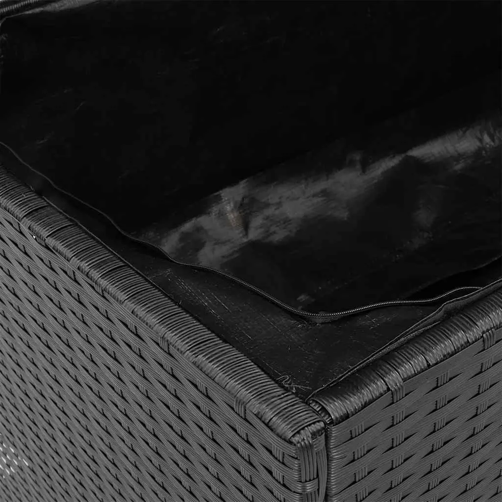 Garden Storage Box Dual-Purpose Black 110 x 50 x 54 cm Poly Rattan Acacia Wood