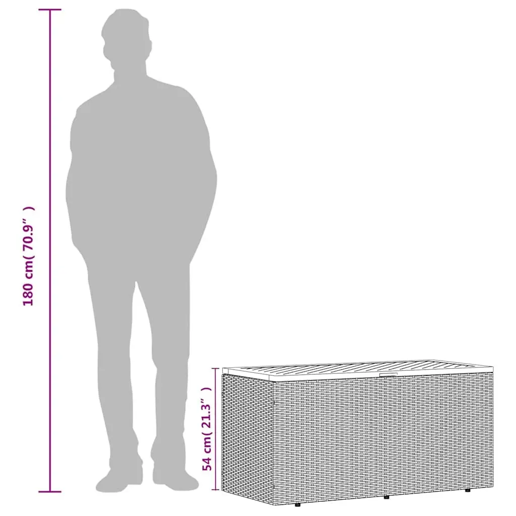 Garden Storage Box Grey Outdoor Furniture Poly Rattan Bench Seat 110 x 50 x 54 cm
