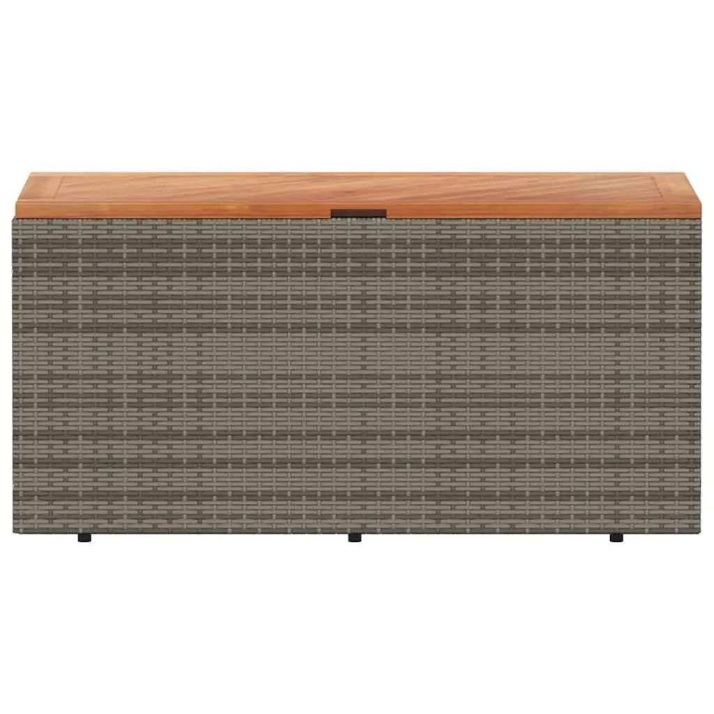 Garden Storage Box Grey Outdoor Furniture Poly Rattan Bench Seat 110 x 50 x 54 cm