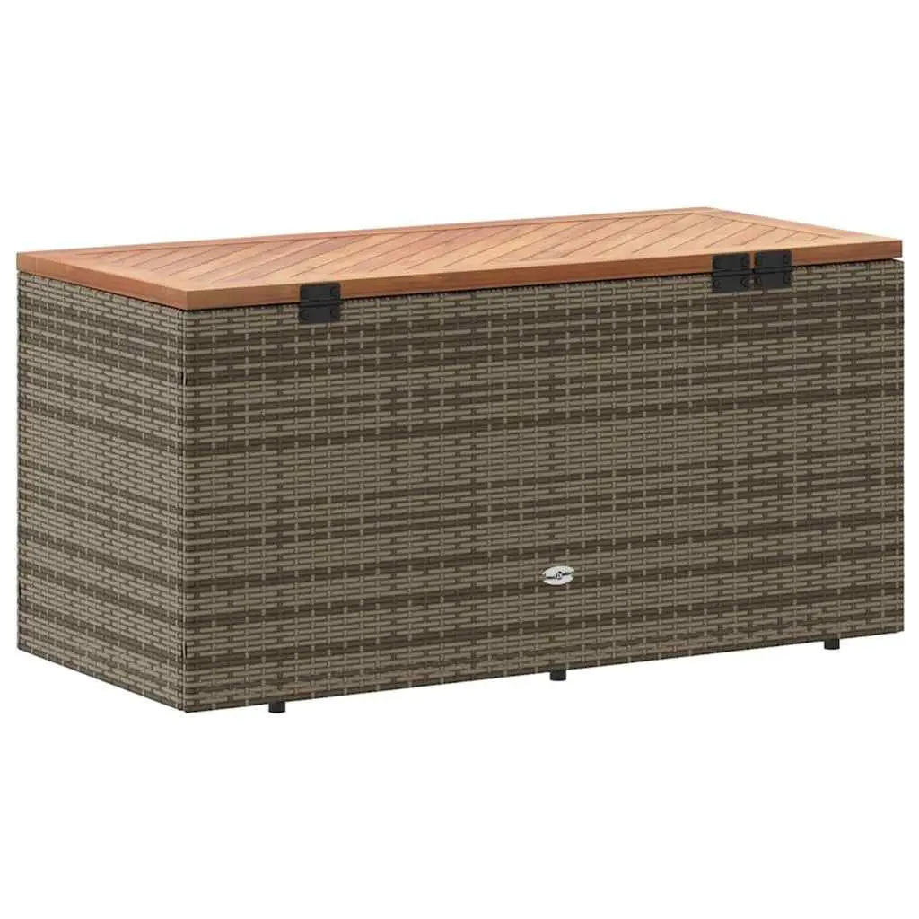 Garden Storage Box Grey Outdoor Furniture Poly Rattan Bench Seat 110 x 50 x 54 cm