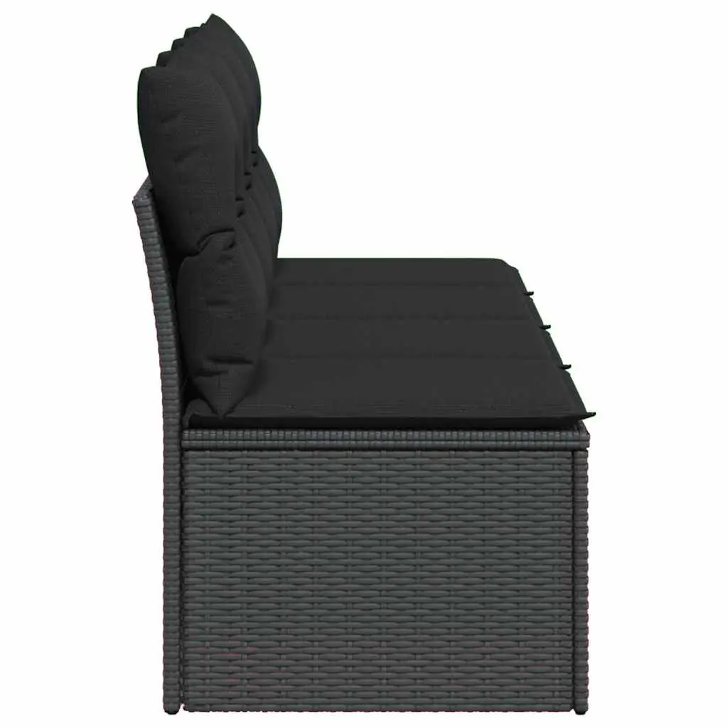 Outdoor Garden Sofa 4-Seater with Cushions Black Poly Rattan Modular Patio