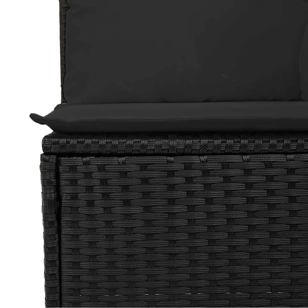 Outdoor Garden Sofa 4-Seater with Cushions Black Poly Rattan Modular Patio